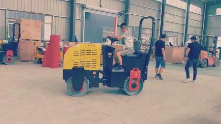 Passeio de tamanho pequeno em rolo duplo diesel de 1 tonelada preço da máquina de rolo compactador